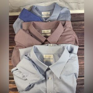 Roundtree & Yorke Gold Label Dress Shirts x3 | 19 36/37 Tall | Pink Pinpoint EUC